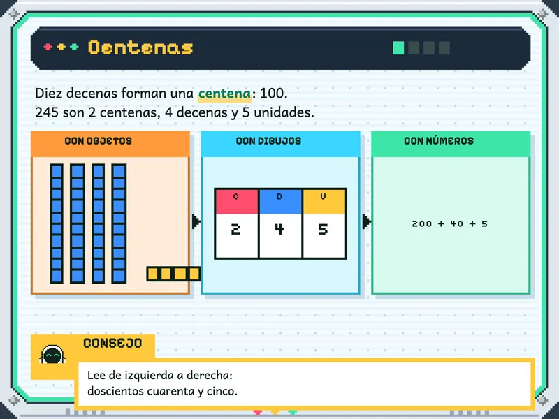 Página de ejemplo de Matemática 3.° de primaria